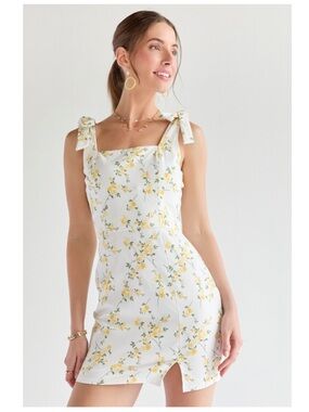 Nichole Yellow Floral Print Waist Dress